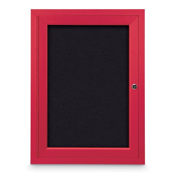 United Visual Products Slim Enclosed Corkboard, 11"x13-1/2", Satin Alum Frame/Burgundy UVEB1113-SATIN-DBURGU - main